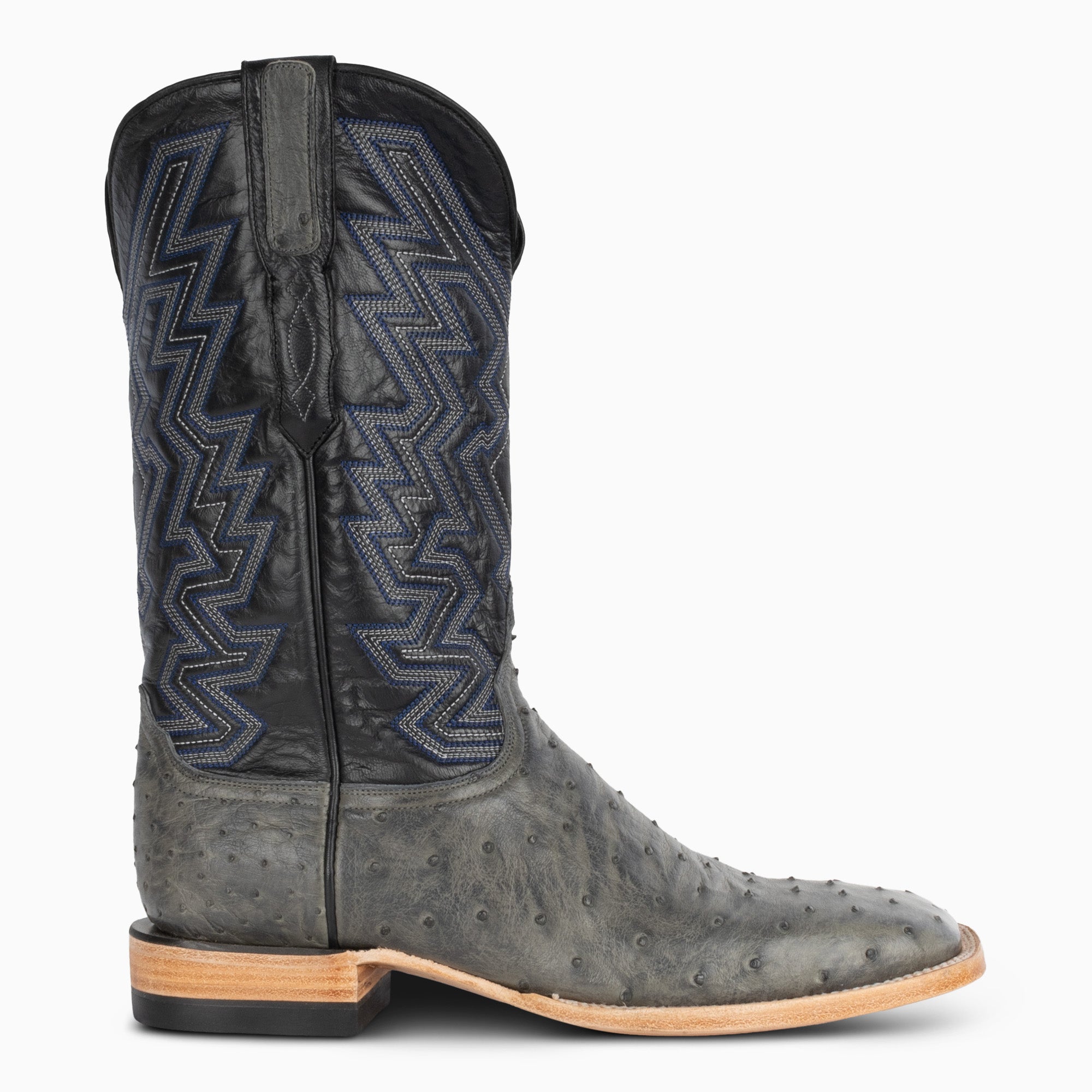 Resistol Ranch Men\'s Full Quill Ostrich Black Pink Western Cowboy Boots 10.5 D Ostrich Ranch Square Toe Cowboy Boot – Rock main image 3