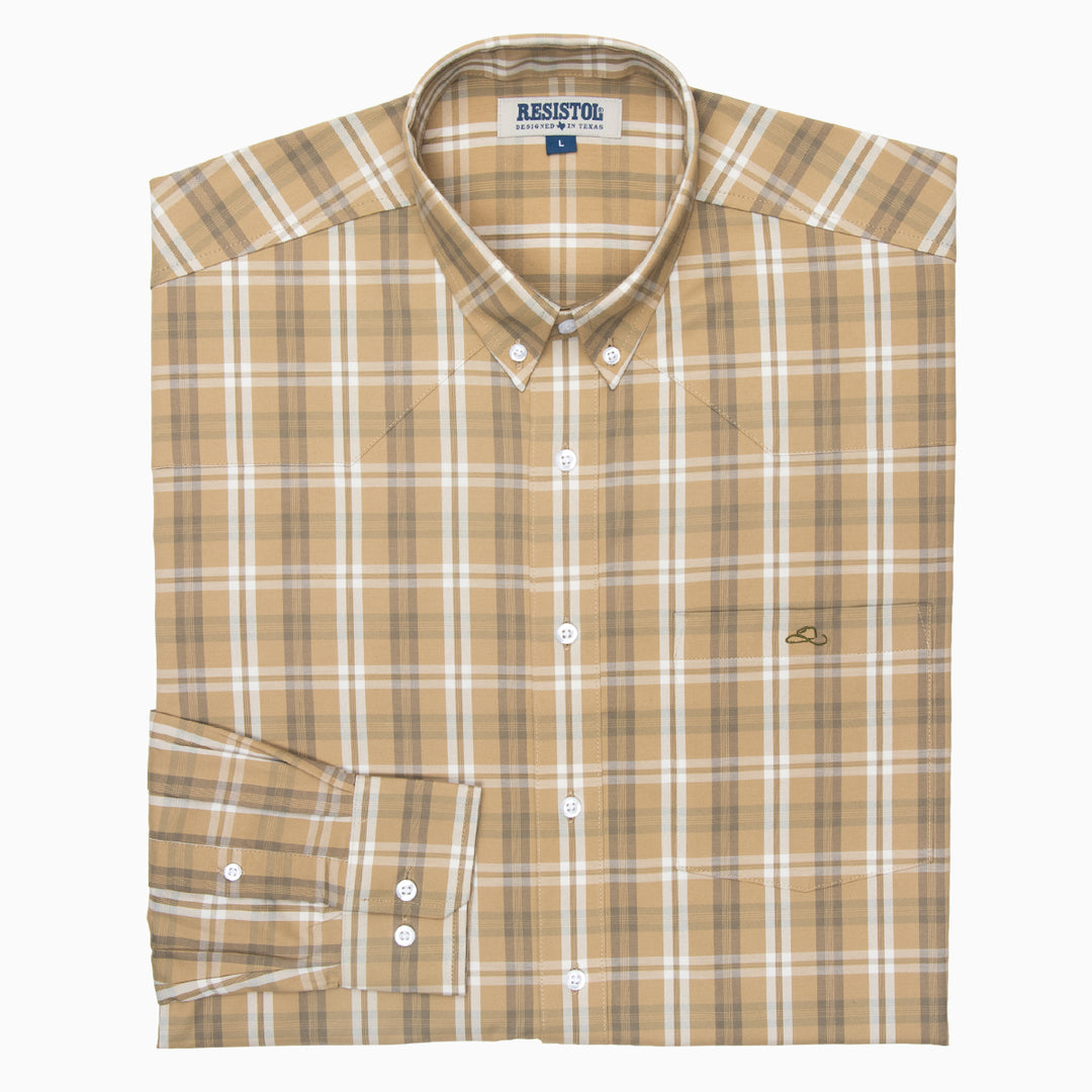 Resistol Dress Shirt - Light Brown Plaid - RESISTOL Cowboy Hats