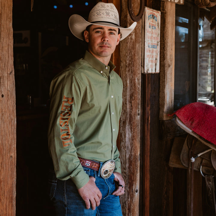 Resistol Marketing Shirt - Olive - RESISTOL Cowboy Hats