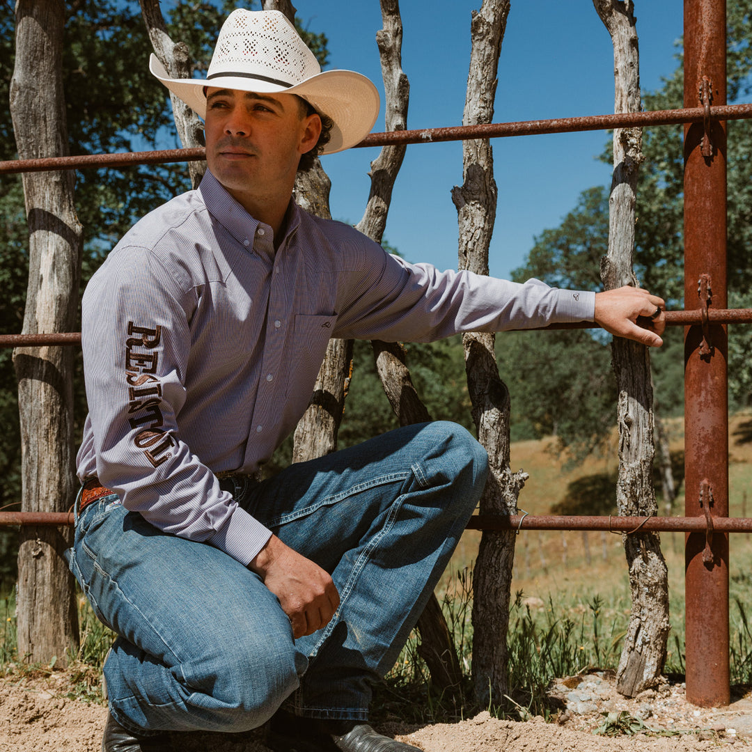 Resistol Marketing Shirt - Grey Pinstripe - RESISTOL Cowboy Hats