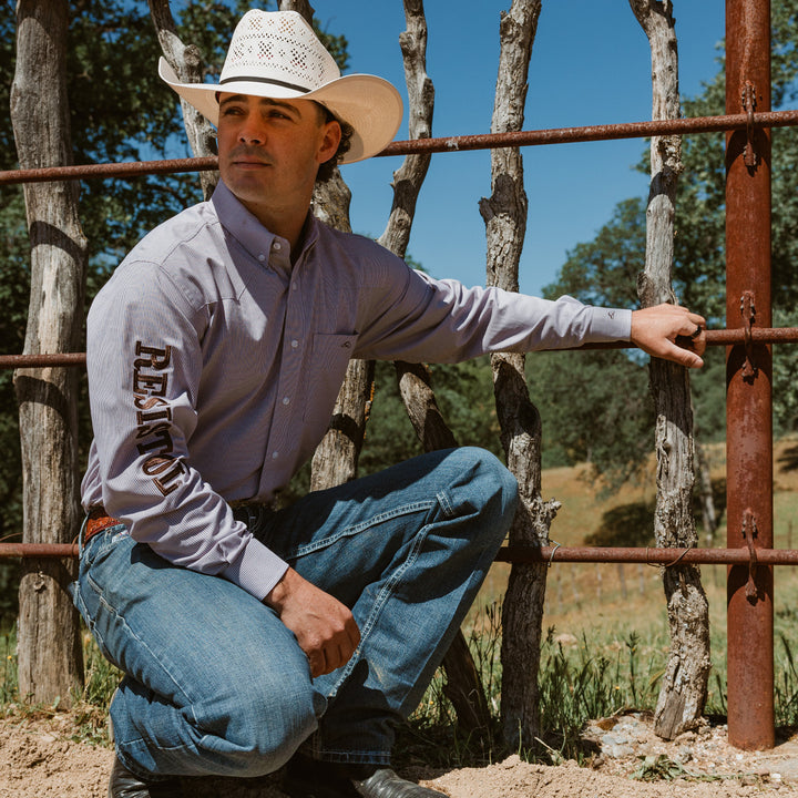 Resistol Marketing Shirt - Grey Pinstripe - RESISTOL Cowboy Hats