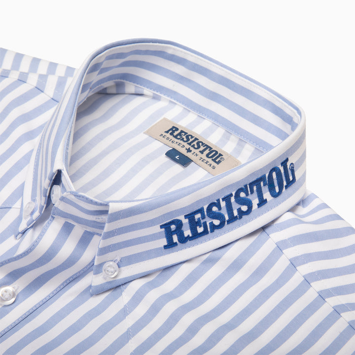 Resistol Marketing Shirt - Blue & White Stripe - RESISTOL Cowboy Hats