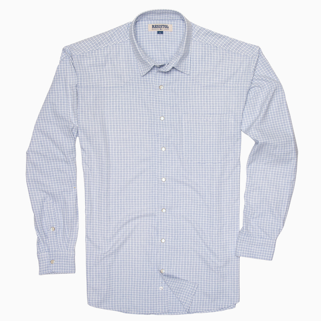 Resistol Performance Shirt - Blue and White Grid - RESISTOL Cowboy Hats