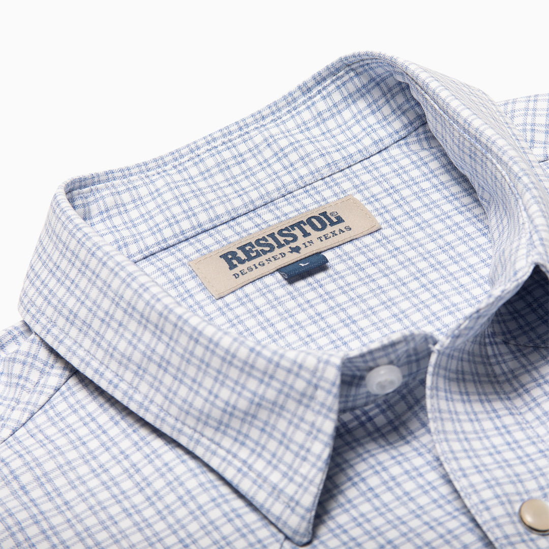 Resistol Performance Shirt - Blue and White Grid - RESISTOL Cowboy Hats