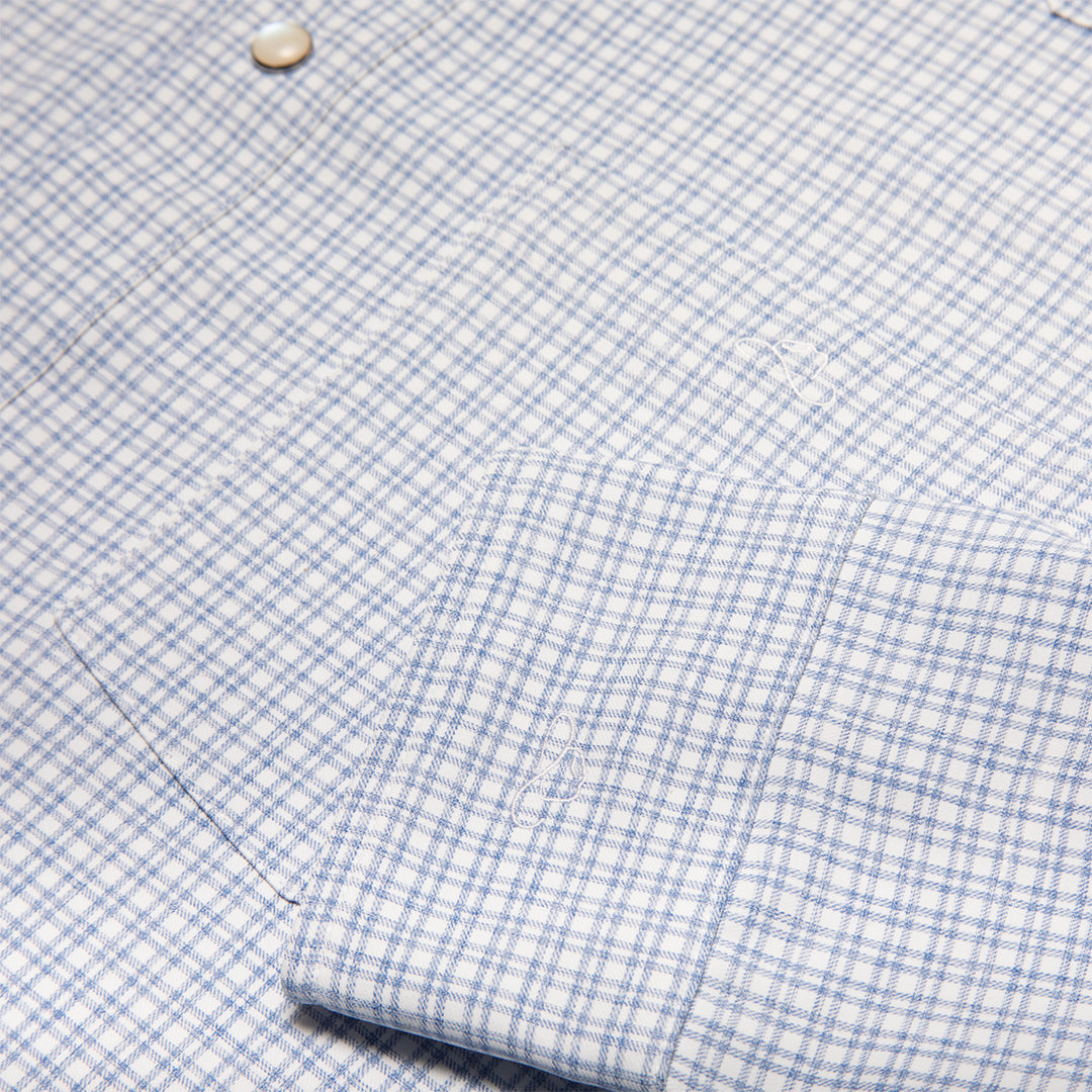 Resistol Performance Shirt - Blue and White Grid - RESISTOL Cowboy Hats