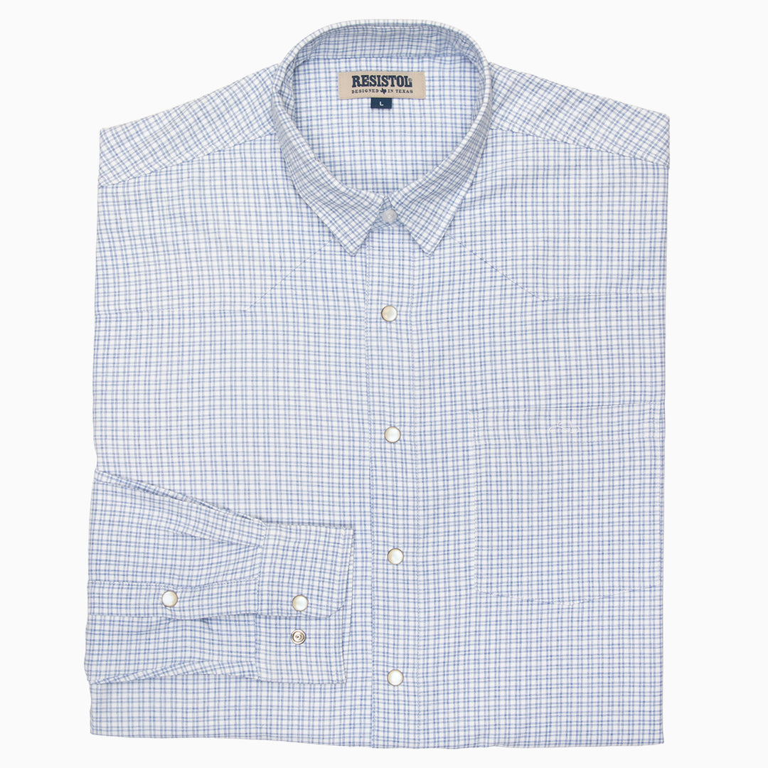 Resistol Performance Shirt - Blue and White Grid - RESISTOL Cowboy Hats