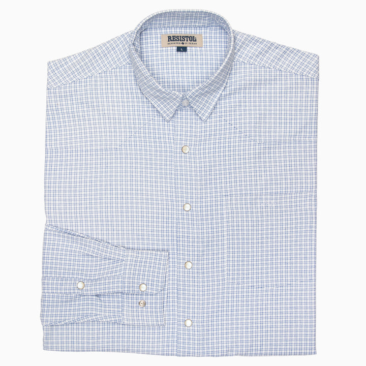 Resistol Performance Shirt - Blue and White Grid - RESISTOL Cowboy Hats