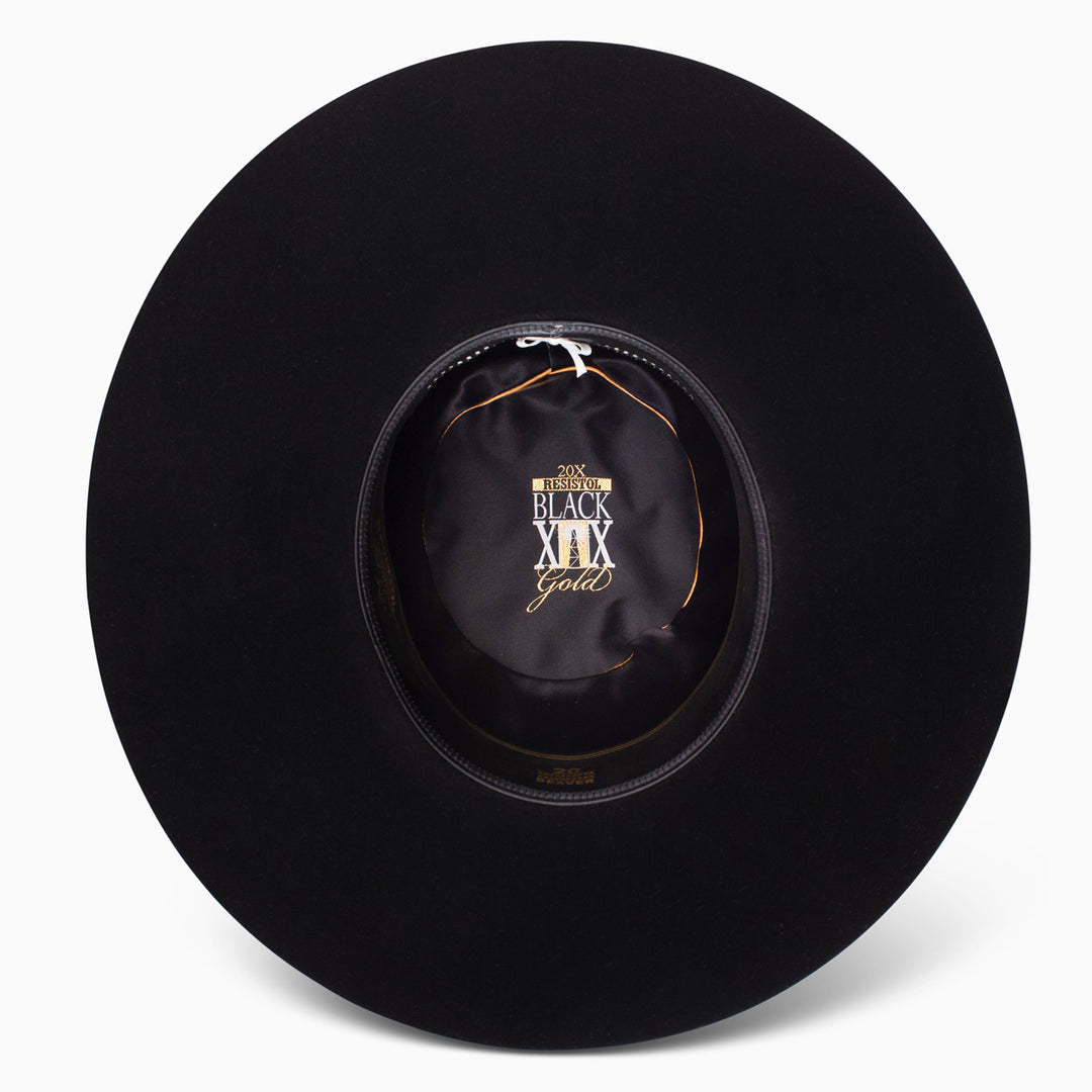 20X Black Gold Open Crown Cowboy Hat - RESISTOL Cowboy Hats