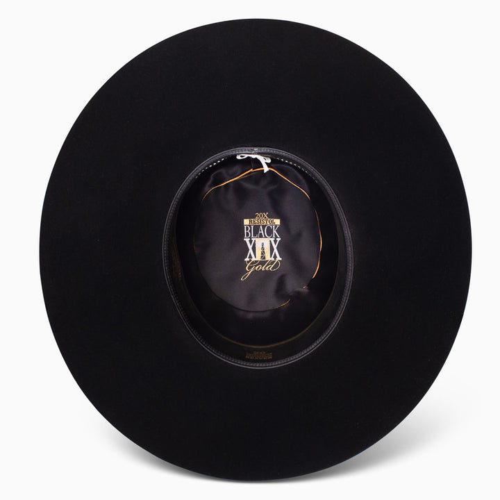 20X Black Gold Open Crown Cowboy Hat - RESISTOL Cowboy Hats
