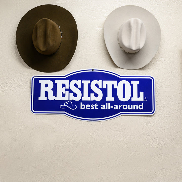 Embossed Resistol Metal Tacker Sign - RESISTOL Cowboy Hats